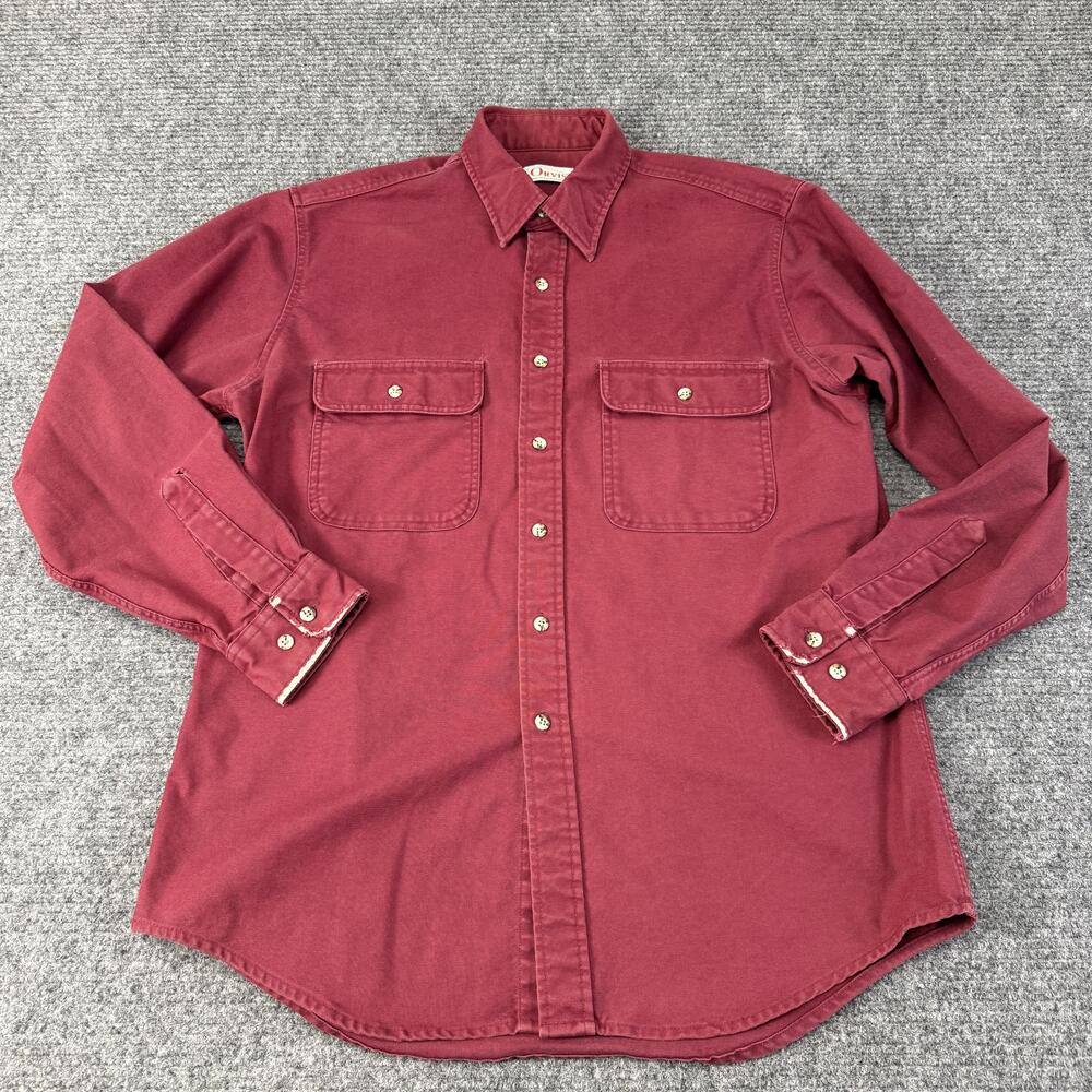 Vintage Orvis Shirt Mens Large Red Chamois 100% Cotton Button Front Workwear